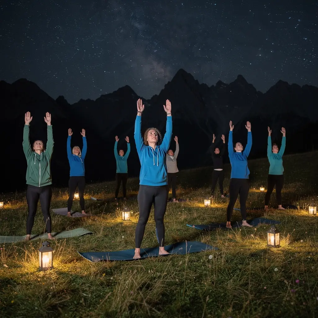 Zestaw akcesoriów do jogi, takich jak mata, poduszki i koc, przygotowany na sesję.